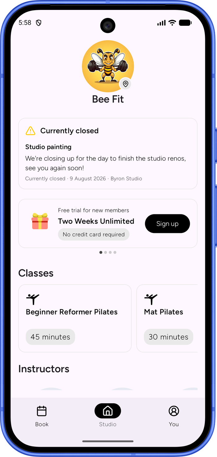Currently closed notice on the Clovo Android member app