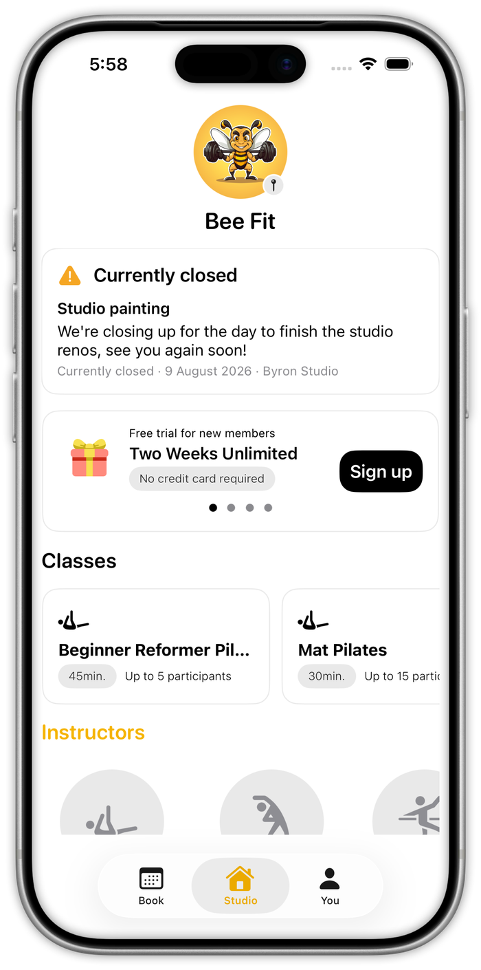 Currently closed notice on the Clovo iOS member app