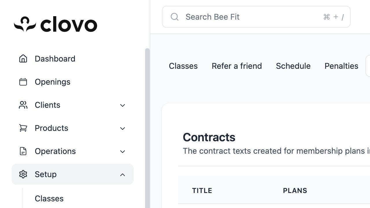 Clovo contracts screen